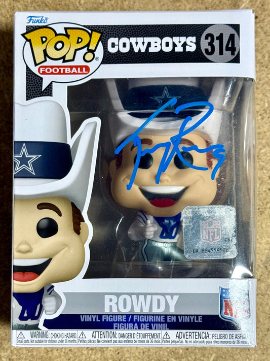Tony Romo Signed NFL Dallas Cowboys Mascot Rowdy Funko Pop! #314 With JSA COA