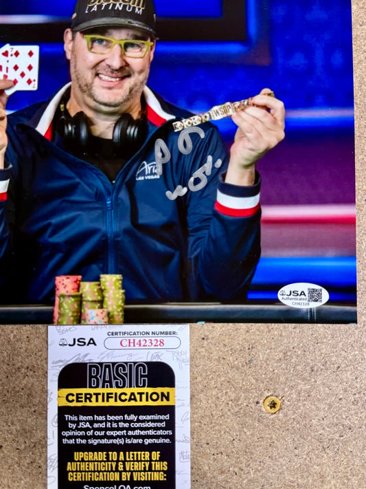 Poker Champion Phil Hellmuth “The Poker Brat” Autograph 8X10 Signed With JSA COA