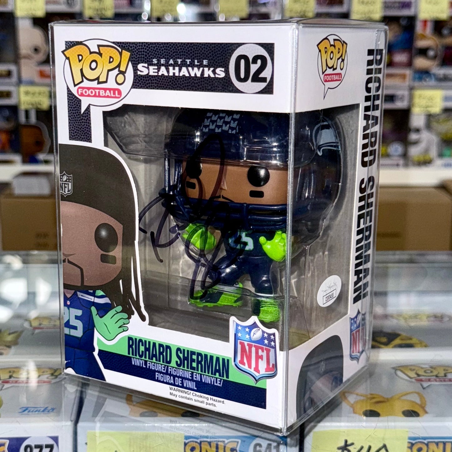 Richard Sherman Signed NFL Seattle Seahawks Vaulted Funko Pop! #02 With JSA COA