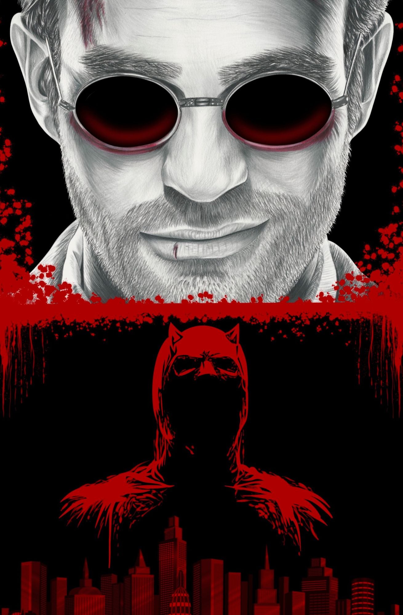 CHARLIE COX TRIBUTE DAREDEVIL HOLOFOIL BY SCOTT STRAKA LTD 25 W/COA