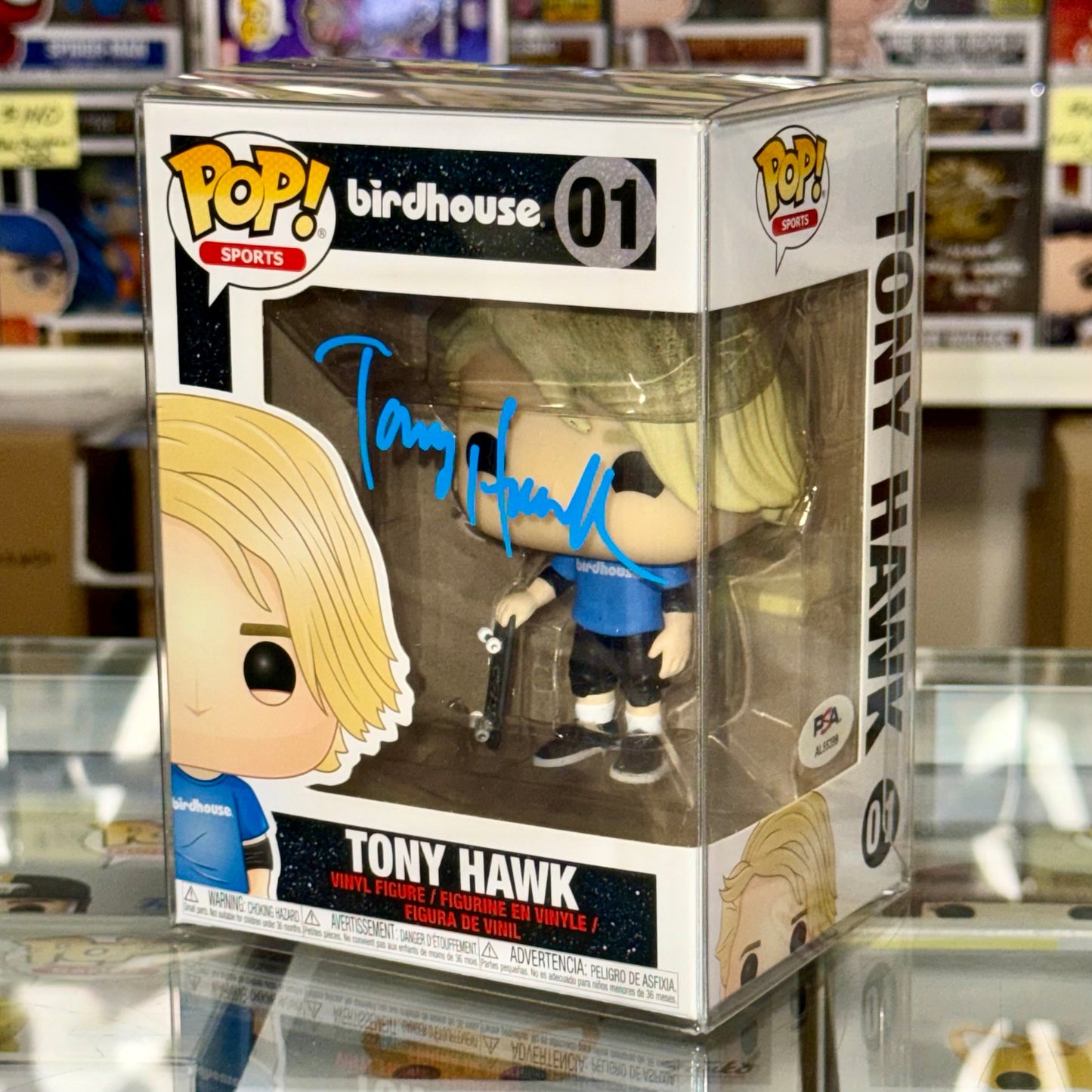 Tony Hawk Professional Skateboarder Signed Birdhouse Funko Pop! #01 With PSA COA