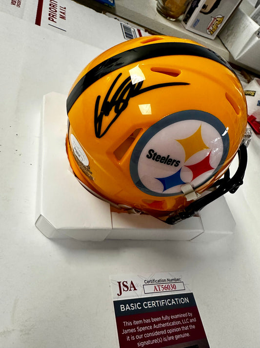 Van Jefferson WR Signed Pittsburgh Steelers Yellow Speed Mini Helmet With JSA COA