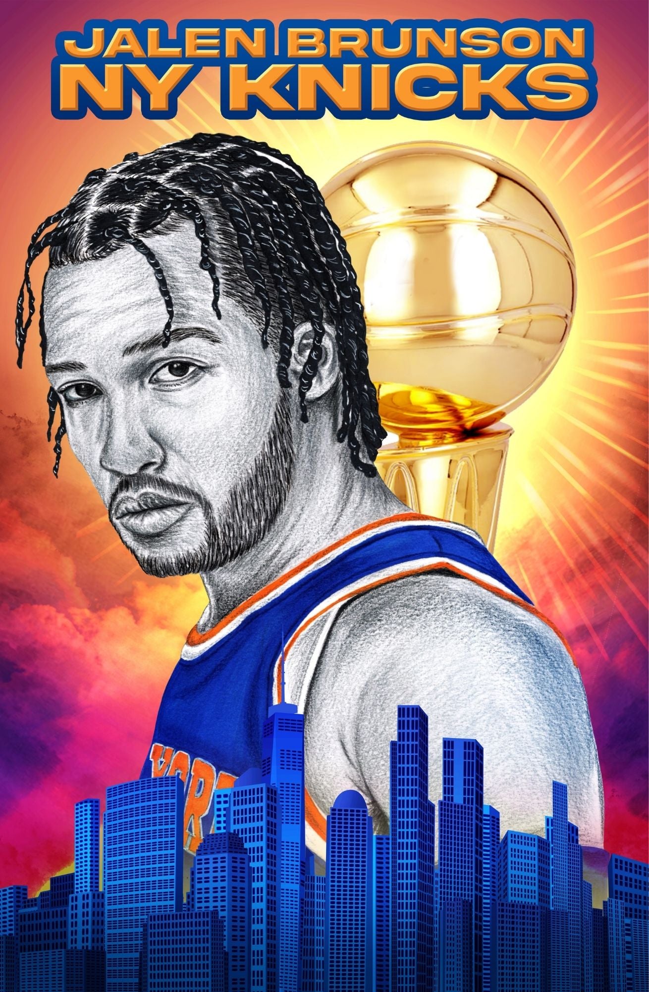 JALEN BRUNSON NY KNICKS TRIBUTE EMBOSED LTD 60 W/COA