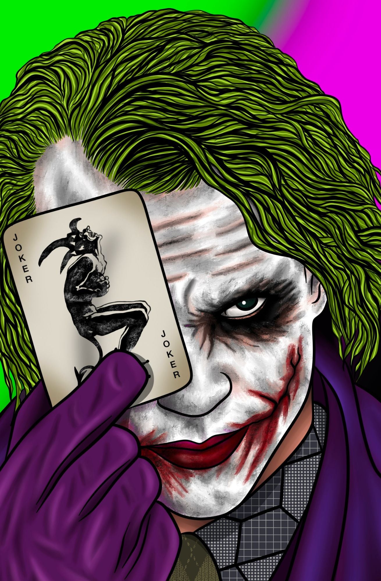 HEATH LEDGER TRIBUTE JOKER COLOR EMBOSSED BY SCOTT STRAKA LTD 70 W/COA