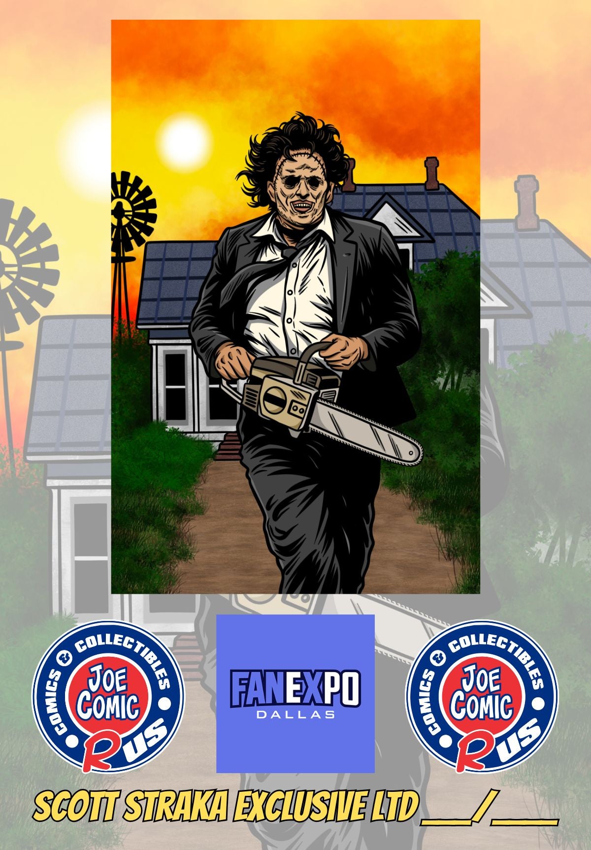 LEATHERFACE TRIBUTE EMBOSSED METAL BY SCOTT STRAKA LTD 5 W/COA