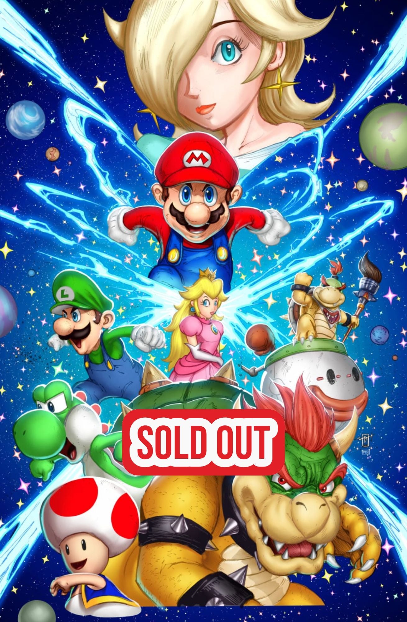 MARIO GALAXY MEGACON EXCLUSIVE EMBOSSED VARIANT (LTD 90) BY JONATHAN URIBE
