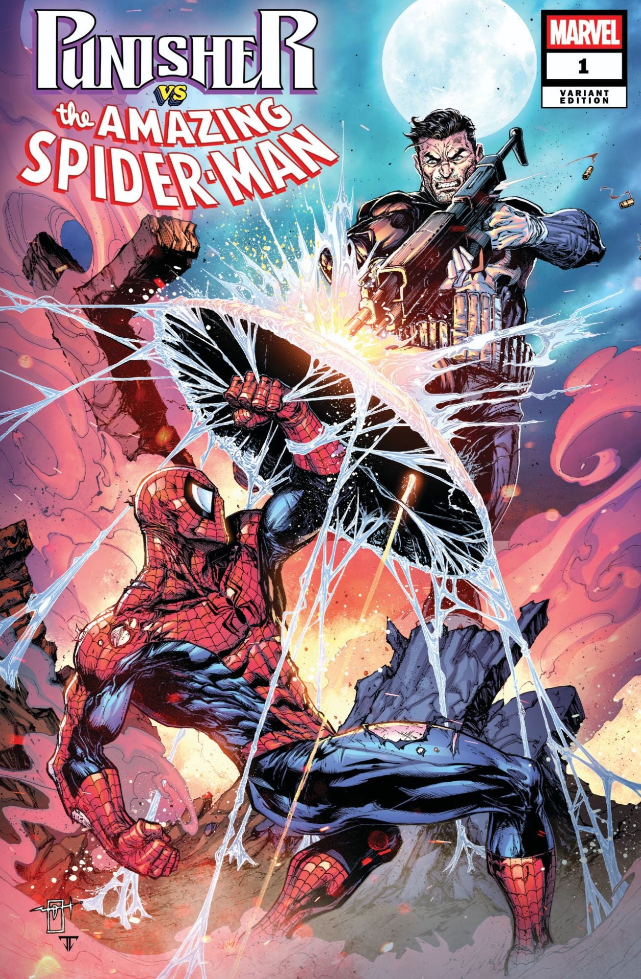 PUNISHER VS SPIDERMAN #1 TRADE & VIRGIN SET LTD BY JONATHAN URIBE SDCC EXCLUSIVE