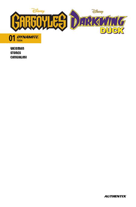 GARGOYLES DARKWING DUCK #1 CVR E BLANK AUTHENTIX VAR