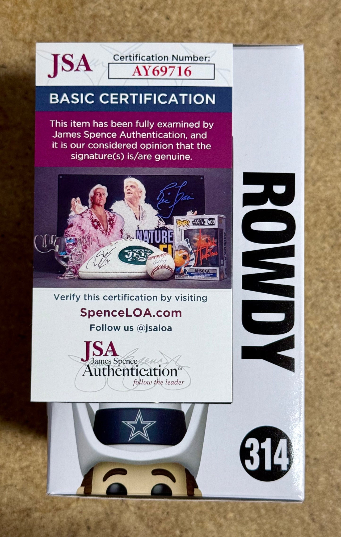 Tony Romo Signed NFL Dallas Cowboys Mascot Rowdy Funko Pop! #314 With JSA COA