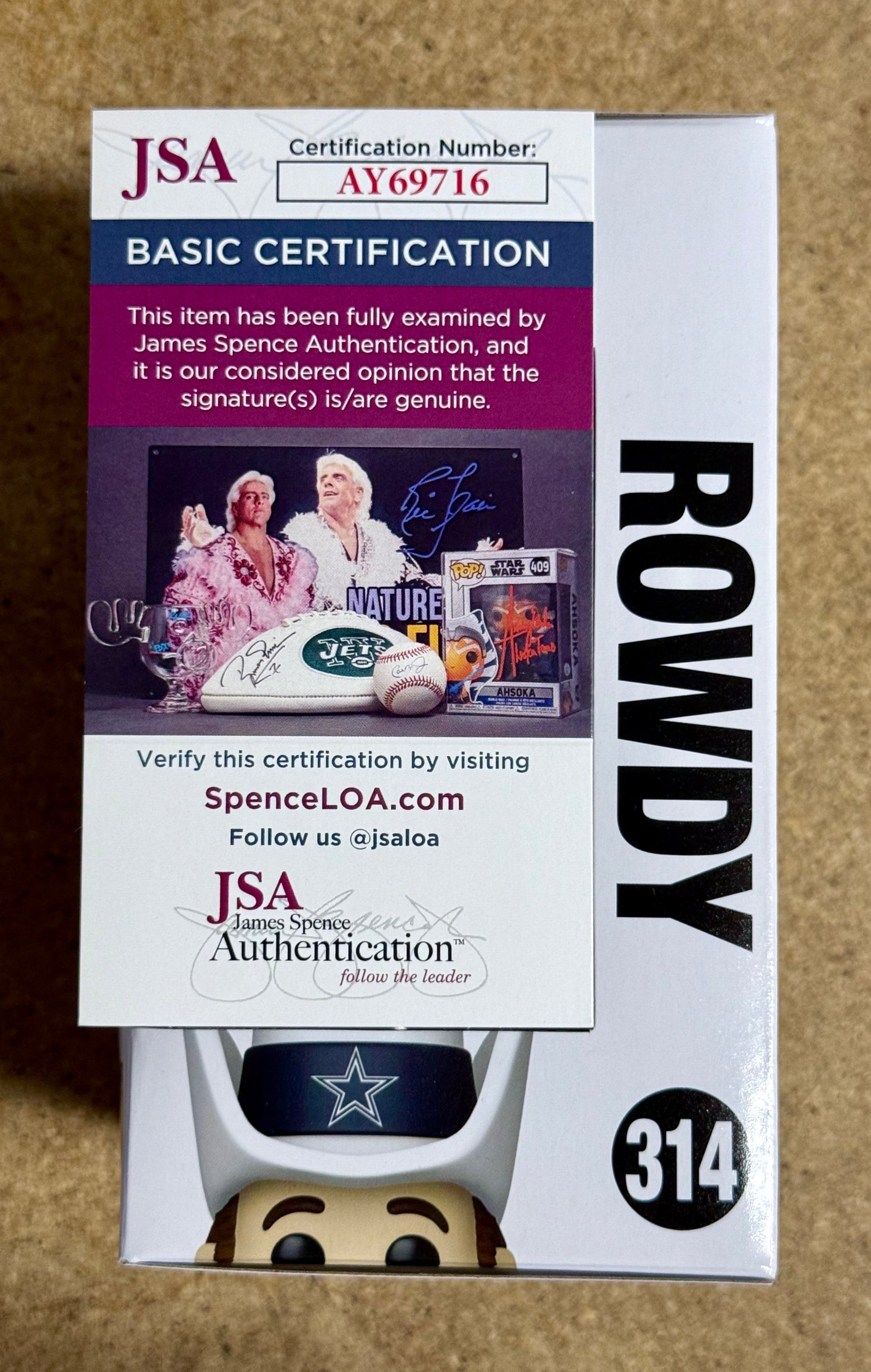 Tony Romo Signed NFL Dallas Cowboys Mascot Rowdy Funko Pop! #314 With JSA COA