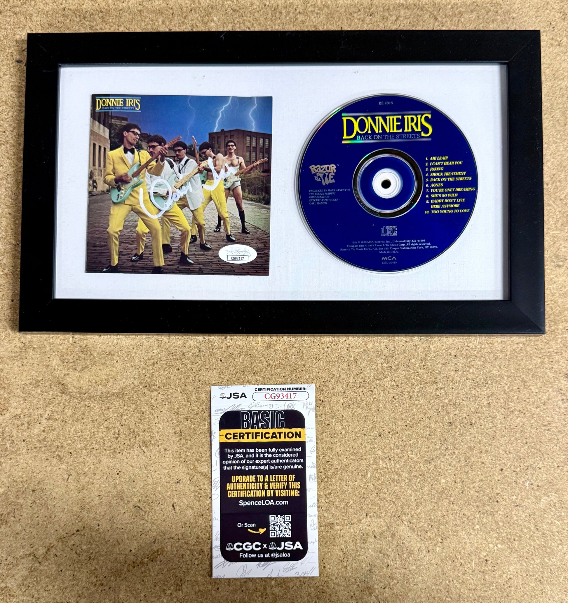 Donnie Iris Signed “Back On The Streets” (1980) Framed CD With JSA COA