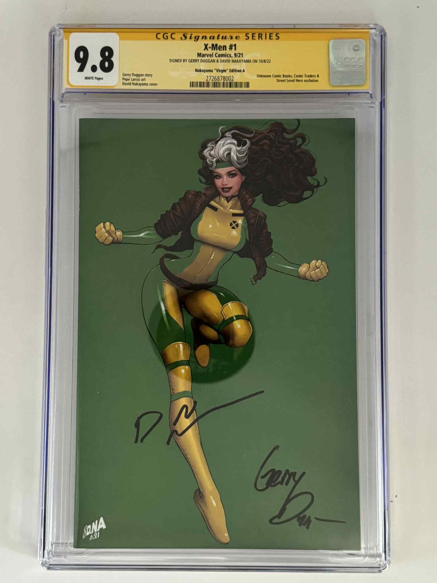[Double Signed by David Nakayama | Gerry Duggan] X-Men #1 CGC 9.8 Yellow Label Exclusive Virgin Color Bleed Var