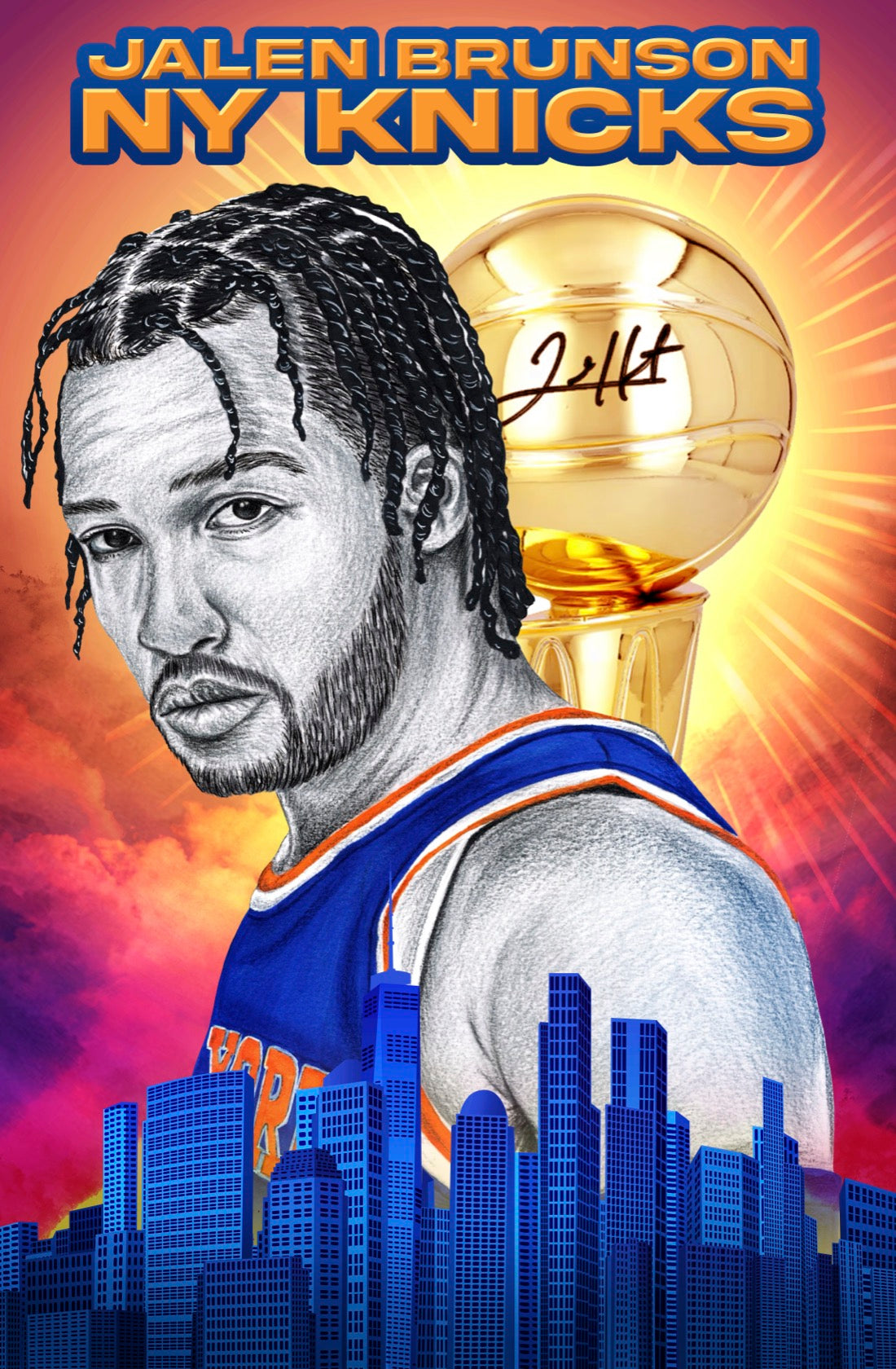 JALEN BRUNSON NY KNICKS TRIBUTE FOIL LTD 30 W/COA