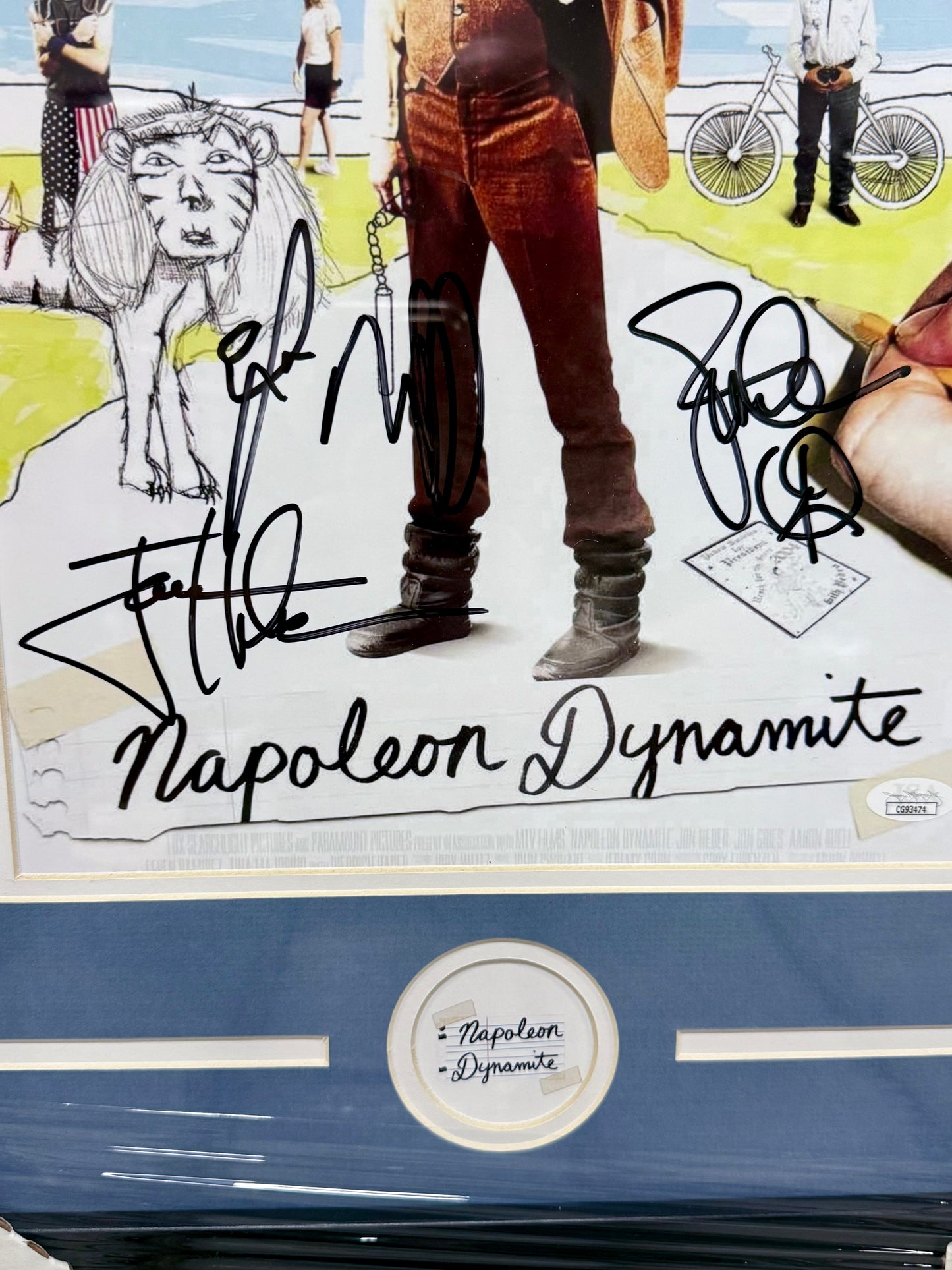 Jon Heder, Efron Ramirez, Jon Gries Signed & Framed Napoleon Dynamite 11x17 Photo With JSA COA