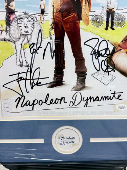 Jon Heder, Efron Ramirez, Jon Gries Signed & Framed Napoleon Dynamite 11x17 Photo With JSA COA
