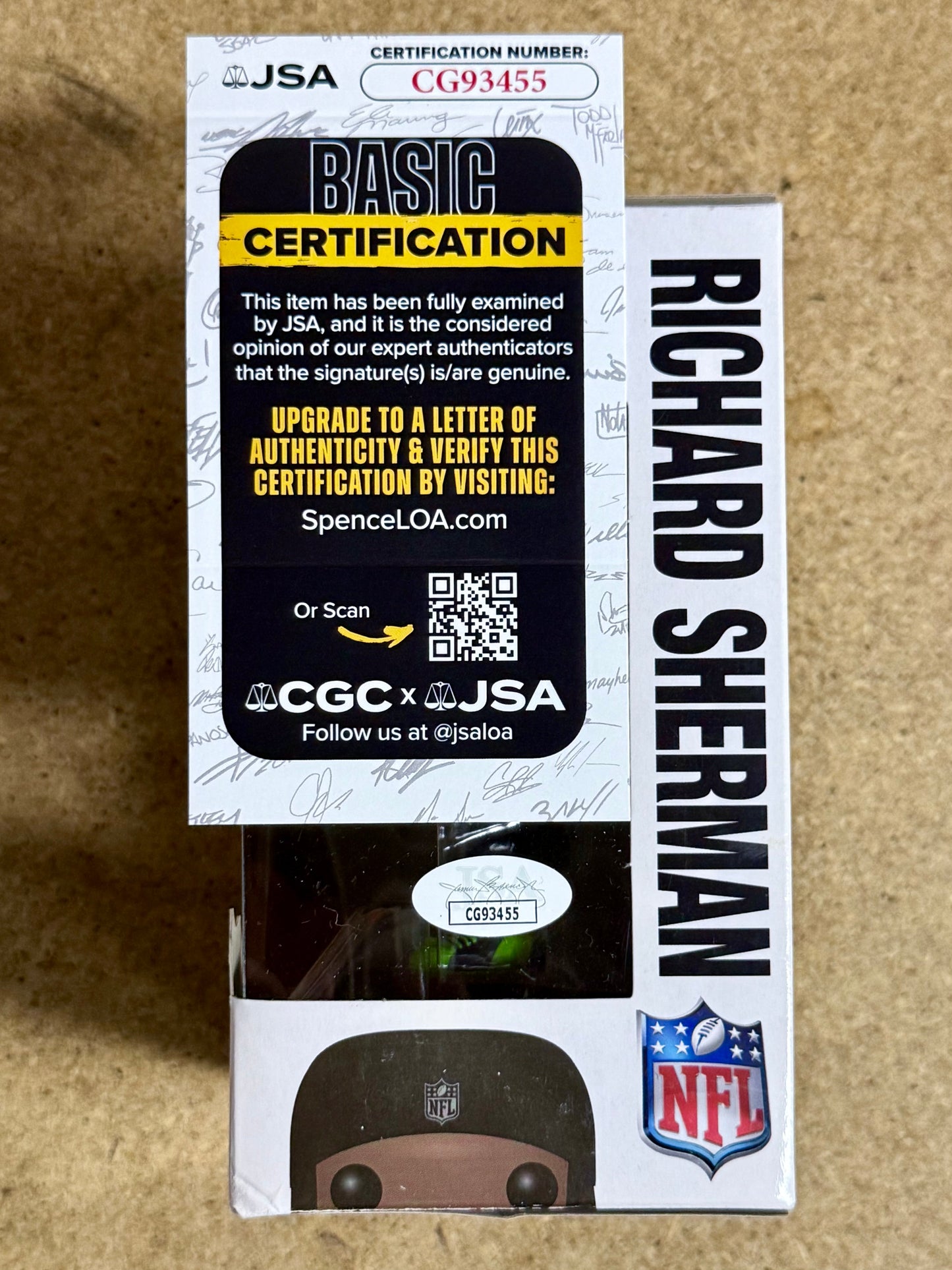 Richard Sherman Signed NFL Seattle Seahawks Vaulted Funko Pop! #02 With JSA COA