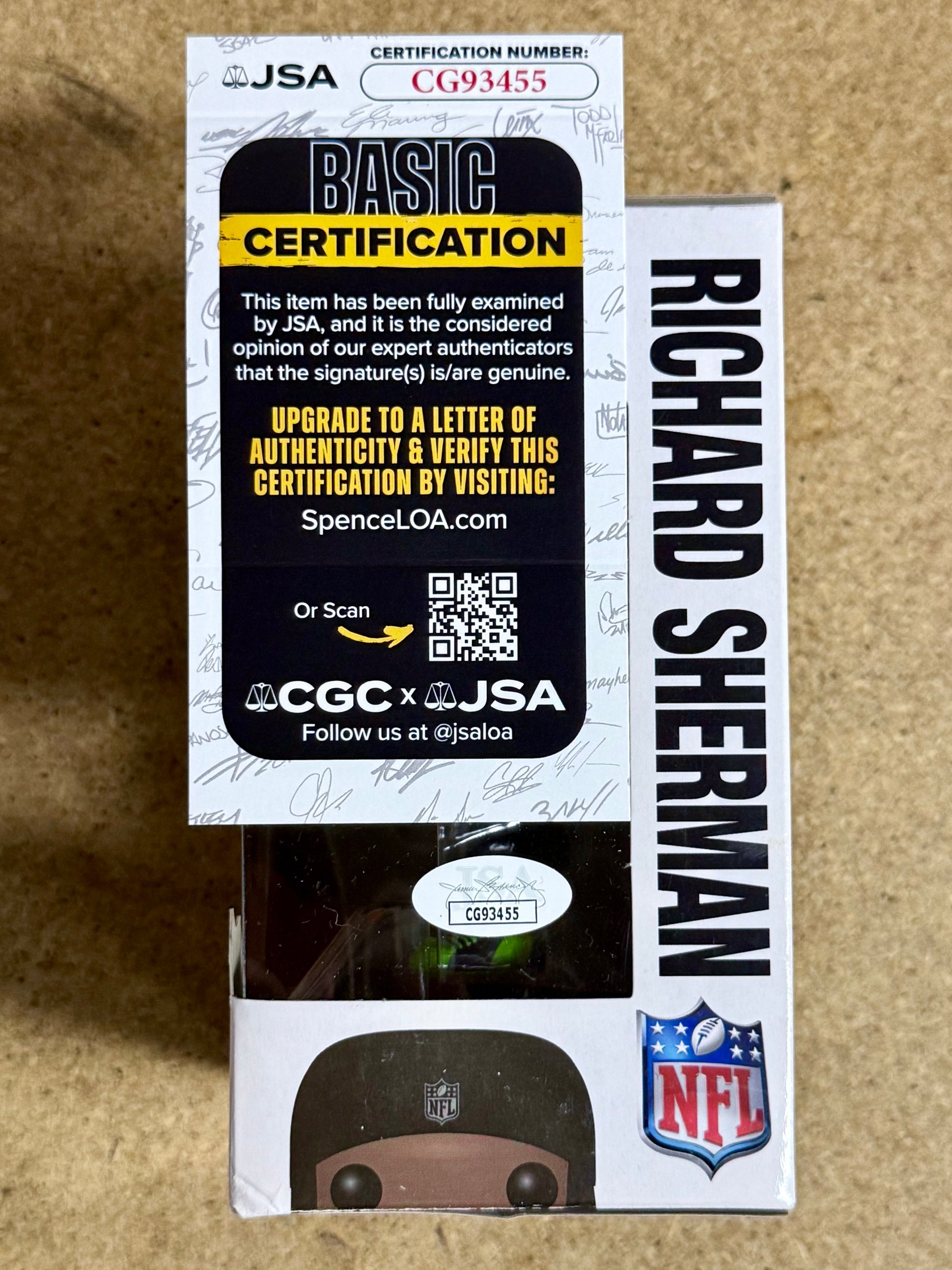 Richard Sherman Signed NFL Seattle Seahawks Vaulted Funko Pop! #02 With JSA COA