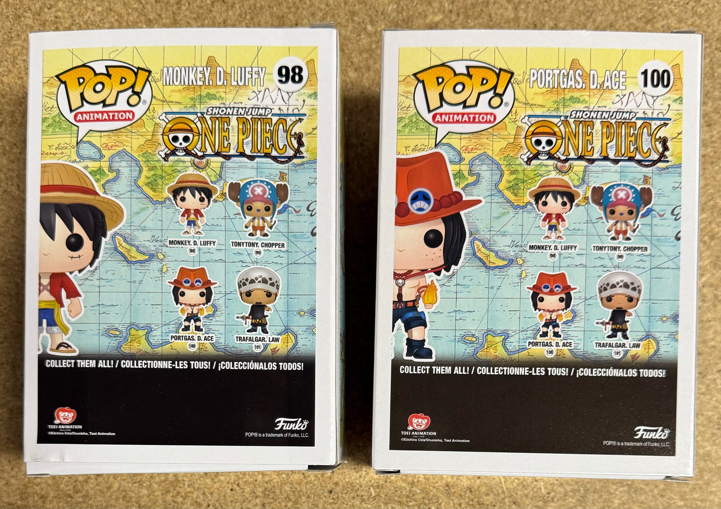 Funko Pop! Brothers Monkey D. Luffy & Portgas D Ace #98 #100 One Piece Set Of 2