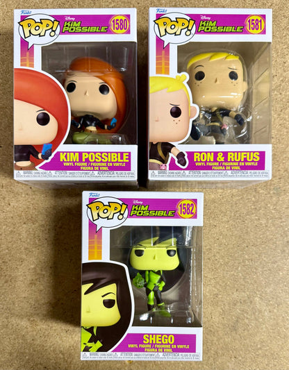 Funko Pop! Disney Kim Possible, Ron Stoppable & Shego Kim Possible 2025 Set Of 3