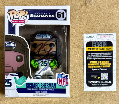 Richard Sherman Signed NFL Seattle Seahawks Vaulted Funko Pop! #61 With JSA COA