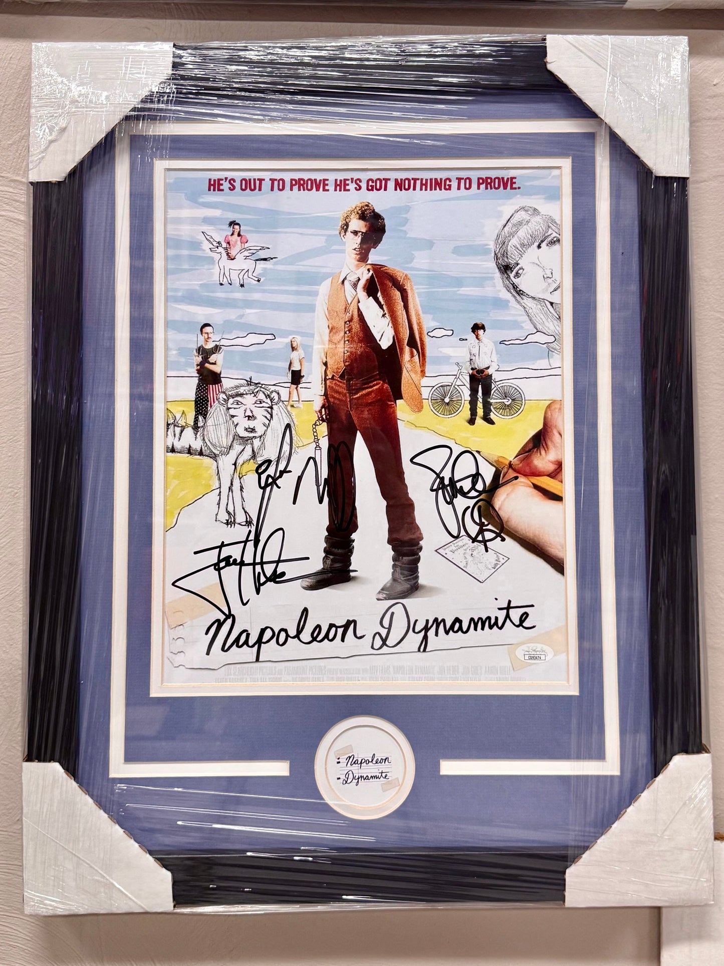 Jon Heder, Efron Ramirez, Jon Gries Signed & Framed Napoleon Dynamite 11x17 Photo With JSA COA