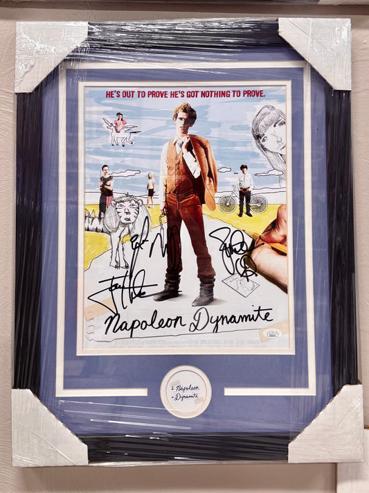 Jon Heder, Efron Ramirez, Jon Gries Signed & Framed Napoleon Dynamite 11x17 Photo With JSA COA