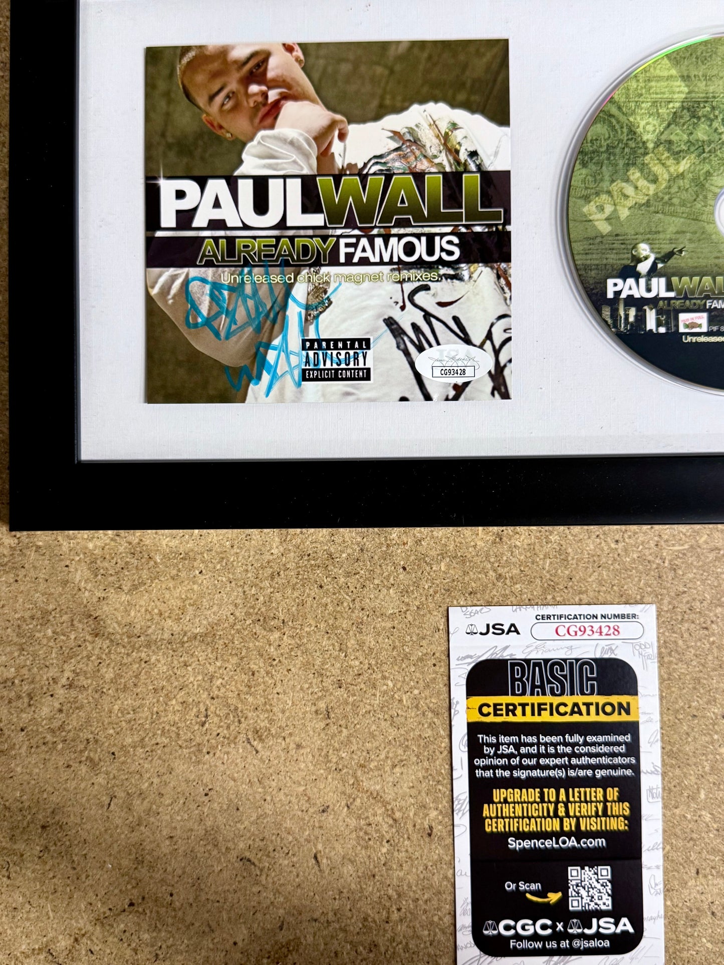 Rapper Paul Wall Signed “Already Famous” (2008) Framed CD With JSA COA
