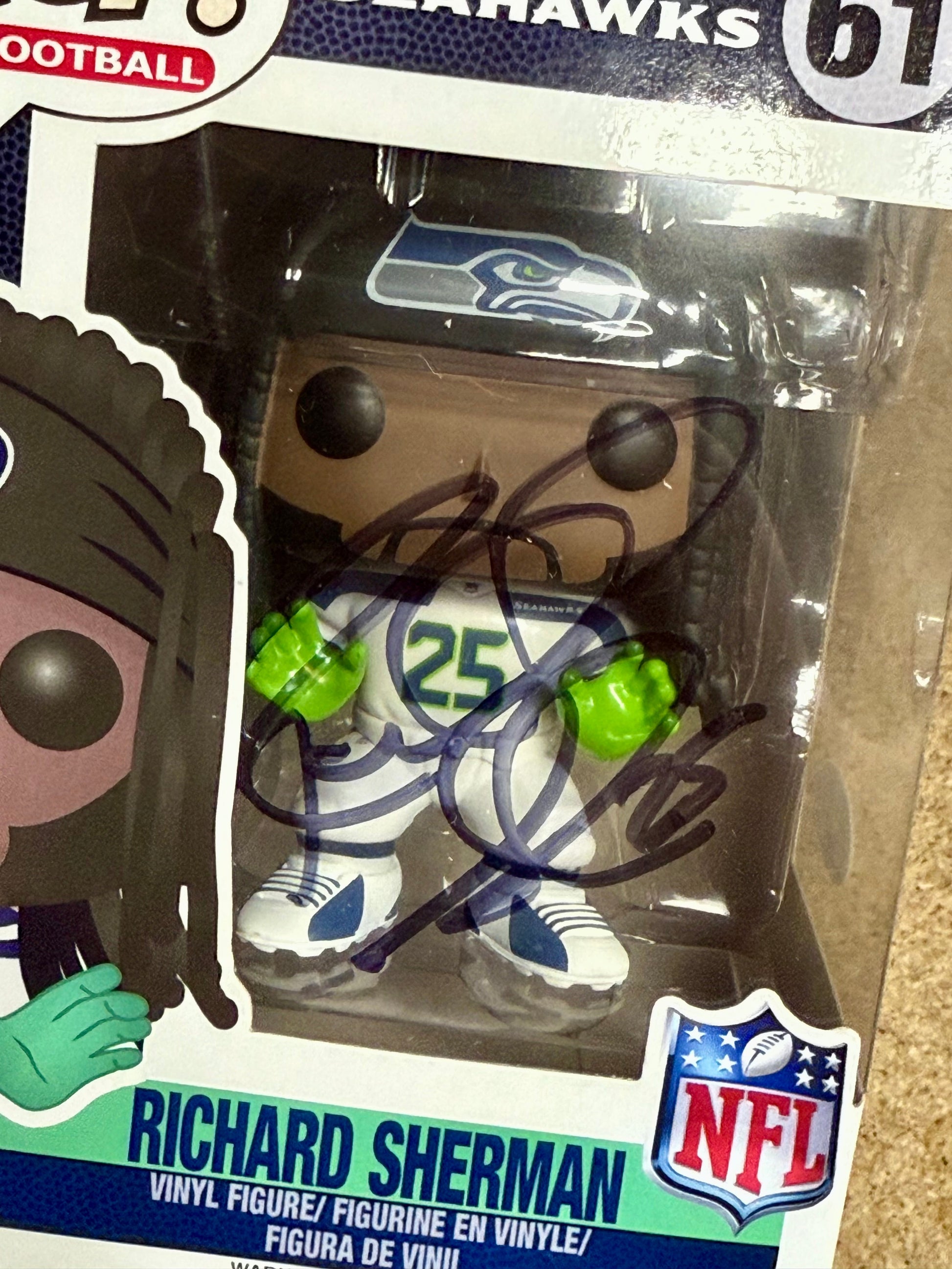 Richard Sherman Signed NFL Seattle Seahawks Vaulted Funko Pop! #61 With JSA COA