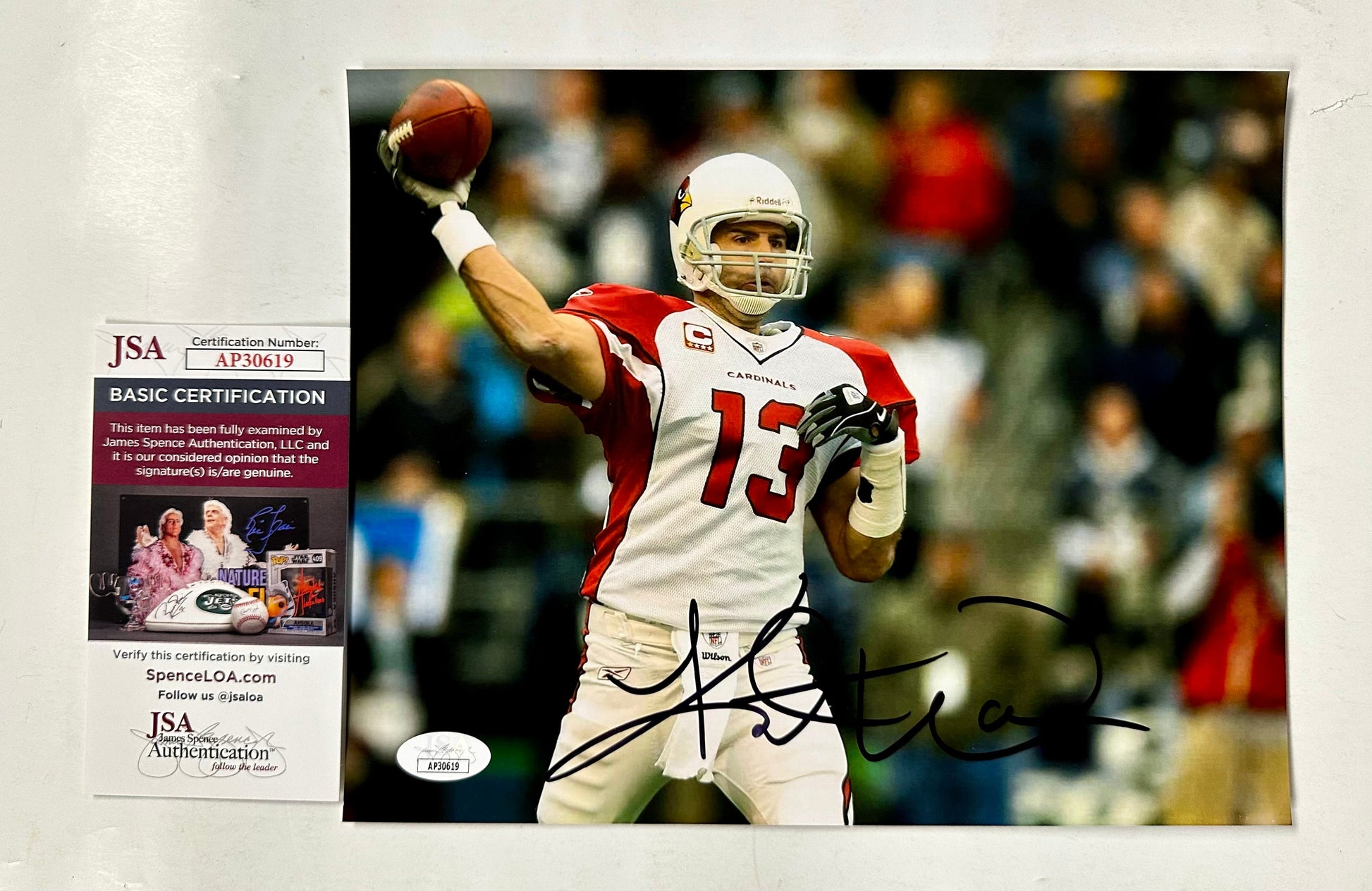 Kurt Warner Signed NFL Arizona Cardinals QB Passing 8x10 Photo With JSA COA