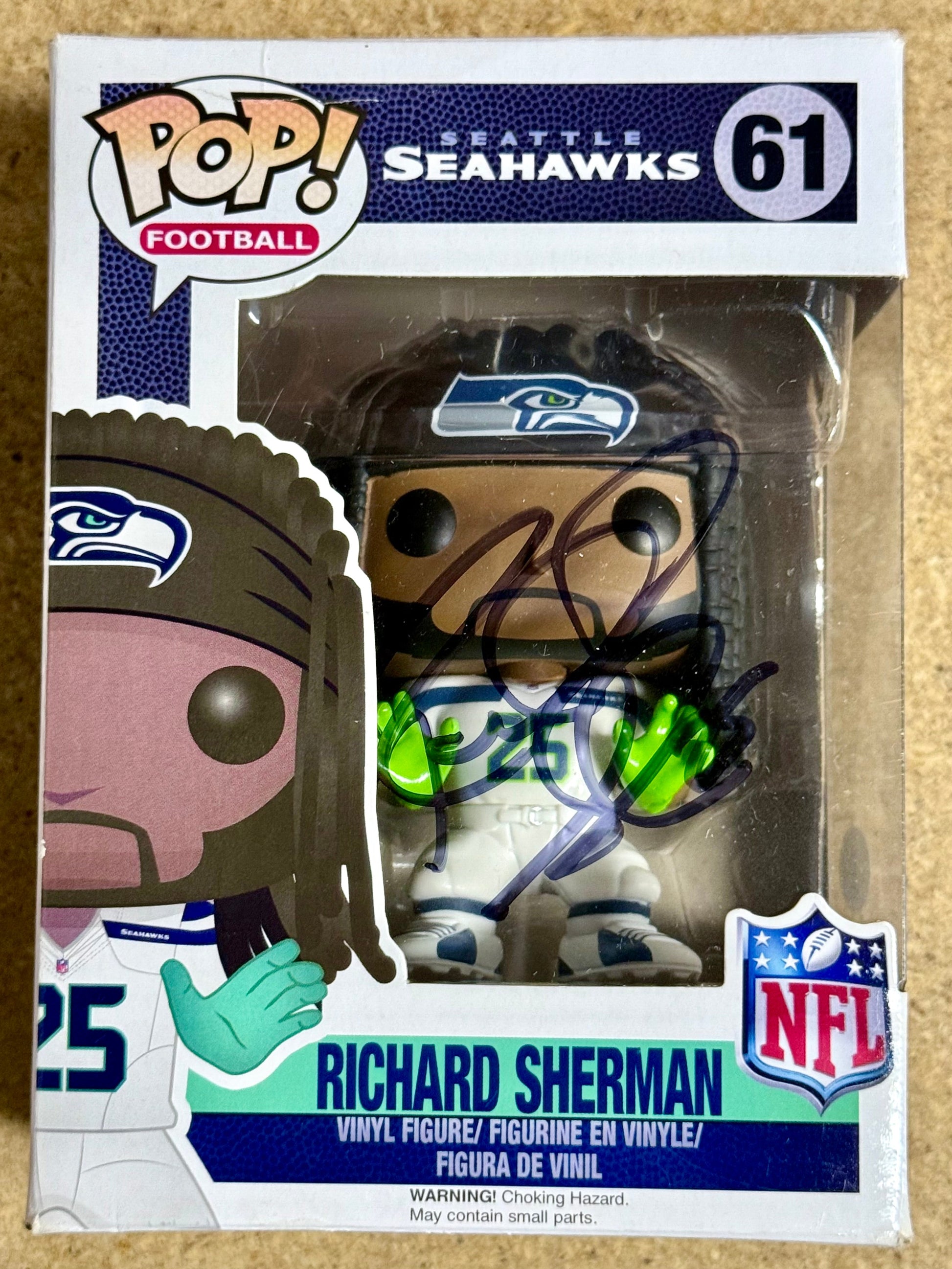 Richard Sherman Signed NFL Seattle Seahawks Vaulted Funko Pop! #61 With JSA COA