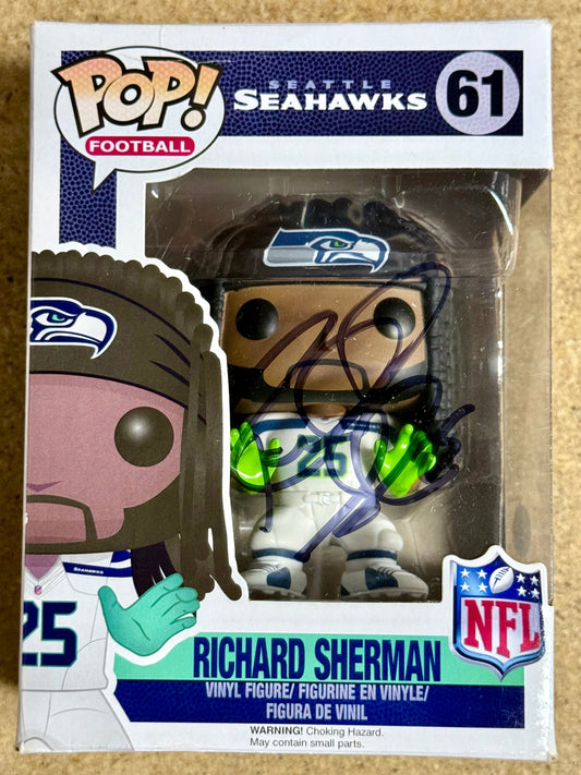Richard Sherman Signed NFL Seattle Seahawks Vaulted Funko Pop! #61 With JSA COA