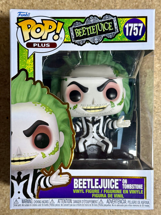 Funko Pop! Plus Movies Beetlejuice On Tombstone #1757 Beetlejuice 2024 (BOX DMG)