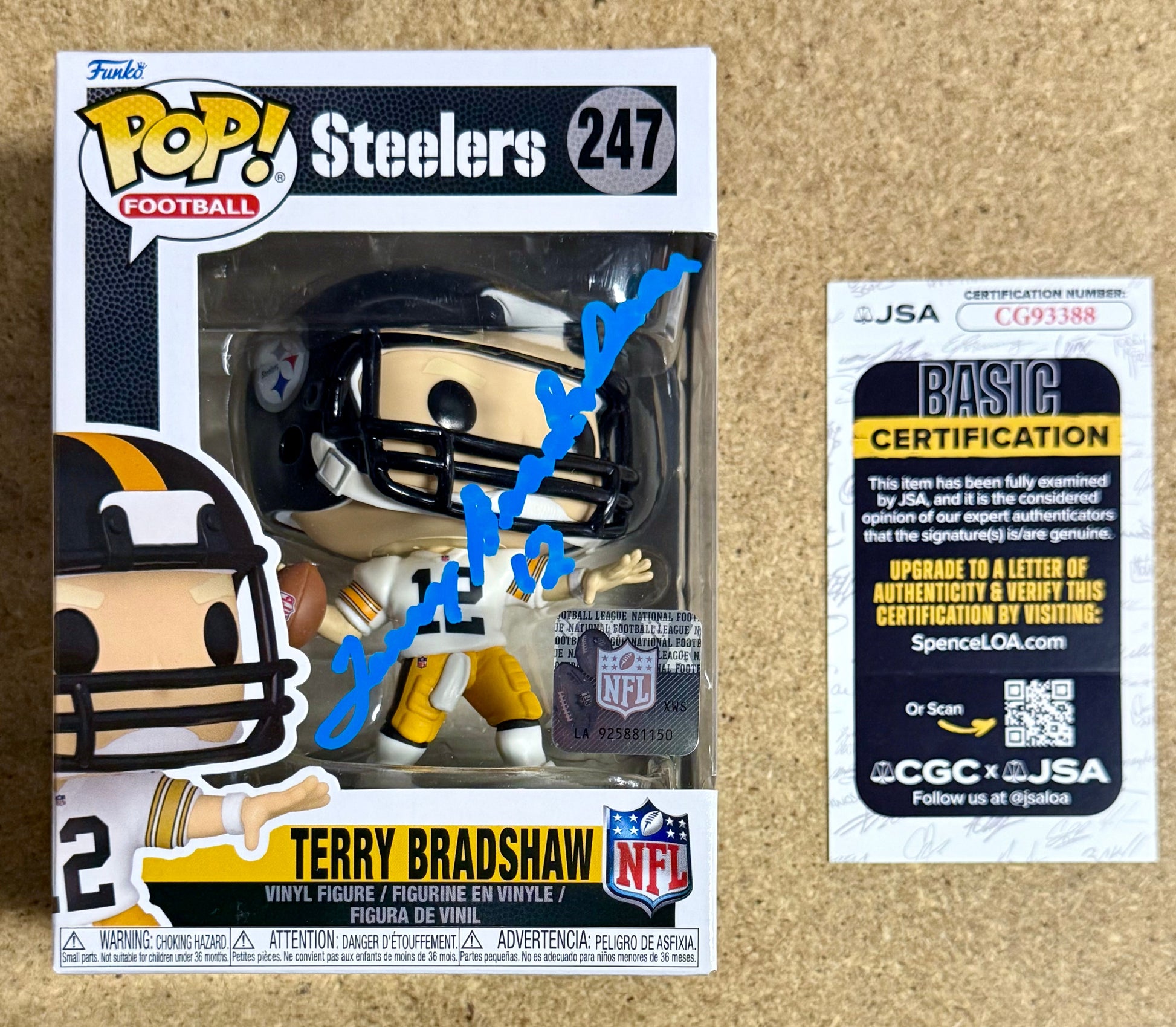 Terry Bradshaw Signed NFL Pittsburgh Steelers Funko Pop! #247 With JSA COA