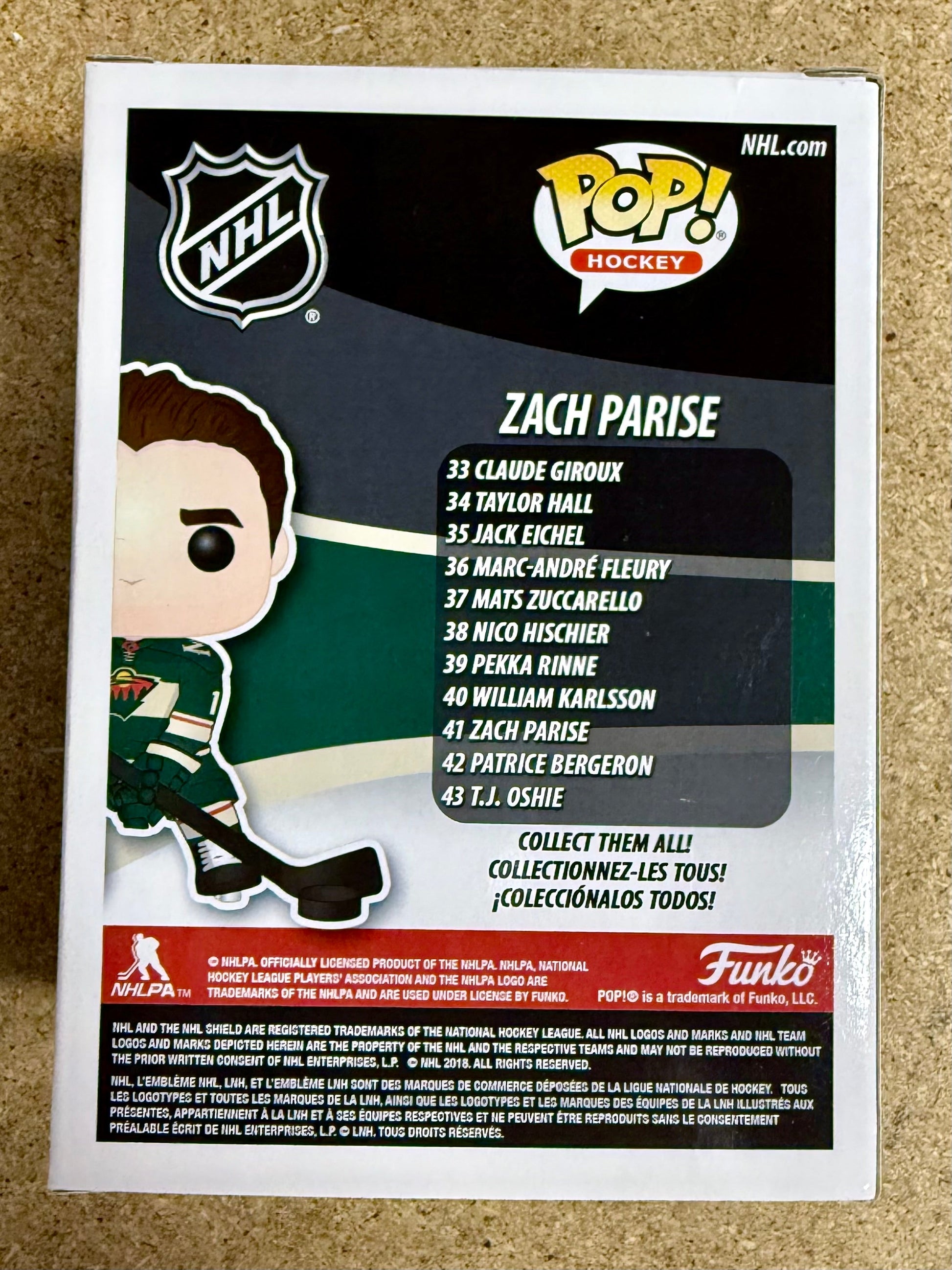 Zach Parise Signed NHL Minnesota Wild Vaulted Funko Pop! #41 With JSA COA 2018