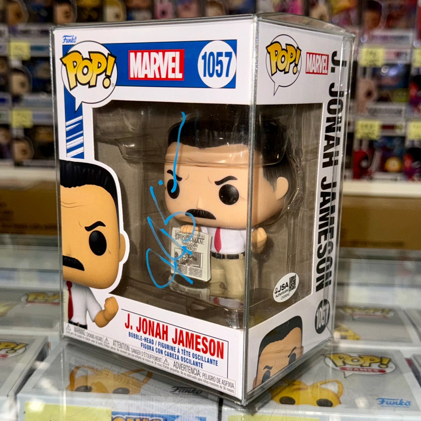 JK Simmons Signed J. Jonah Jameson Marvel Funko Pop #1057 Exclusive With JSA COA