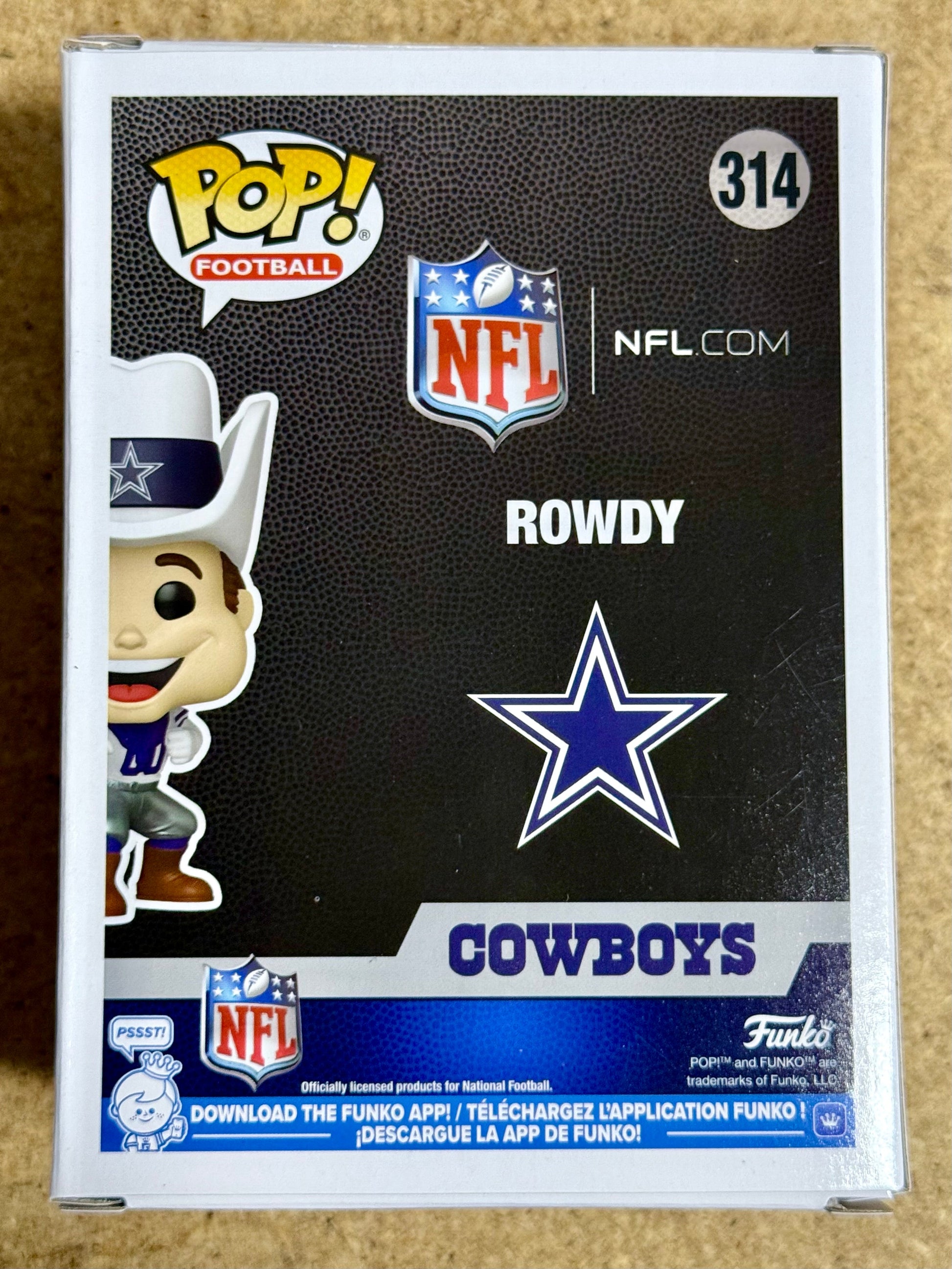 Tony Romo Signed NFL Dallas Cowboys Mascot Rowdy Funko Pop! #314 With JSA COA