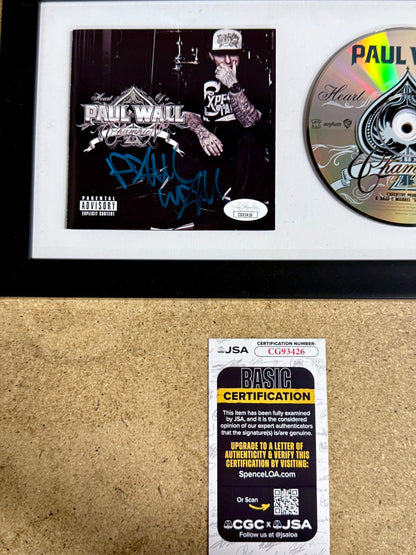 Rapper Paul Wall Signed “Heart Of A Champion” (2010) Framed CD With JSA COA