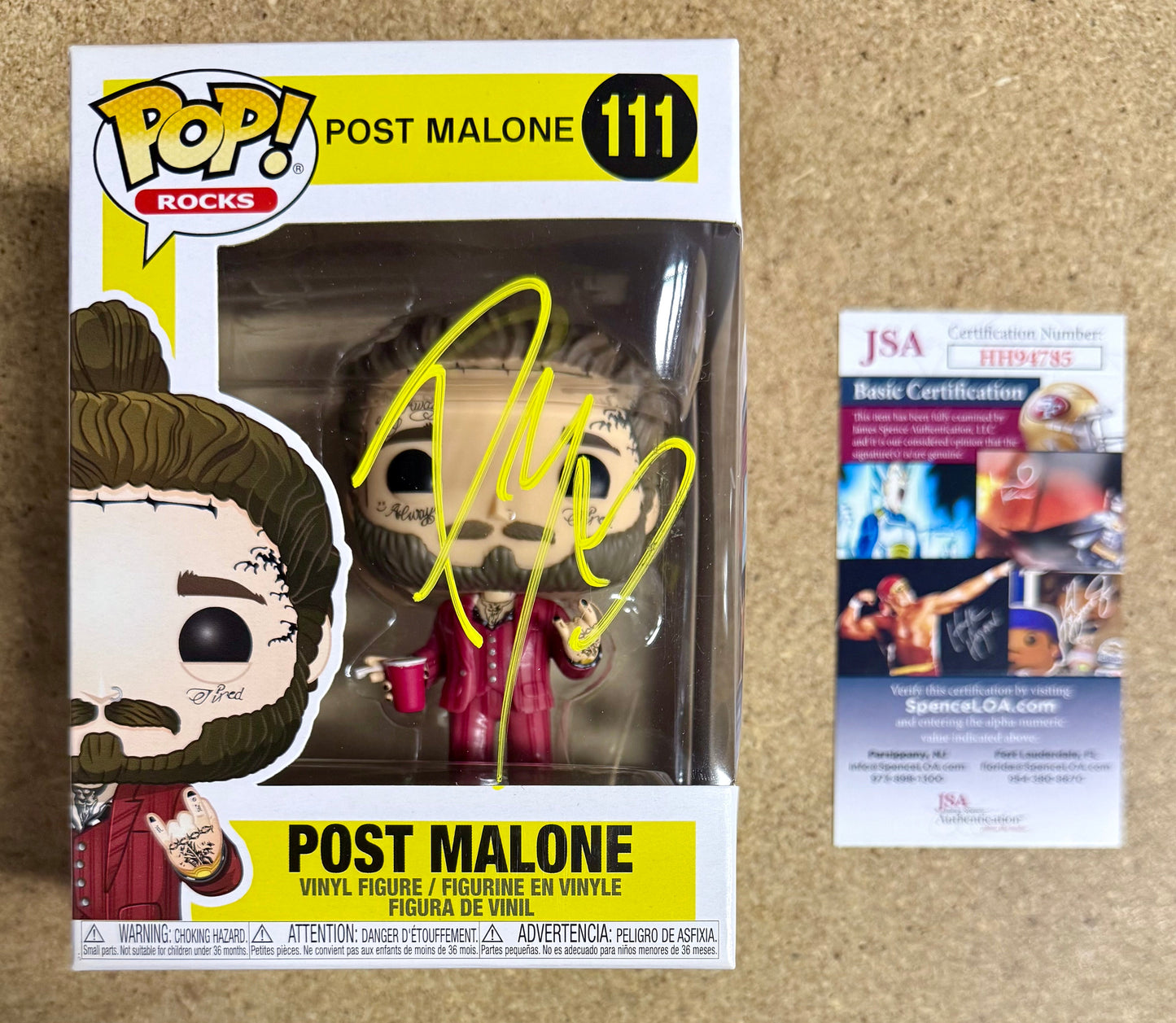 Post Malone Signed Vaulted Beerbongs And Bentleys Funko Pop! #111 With JSA COA
