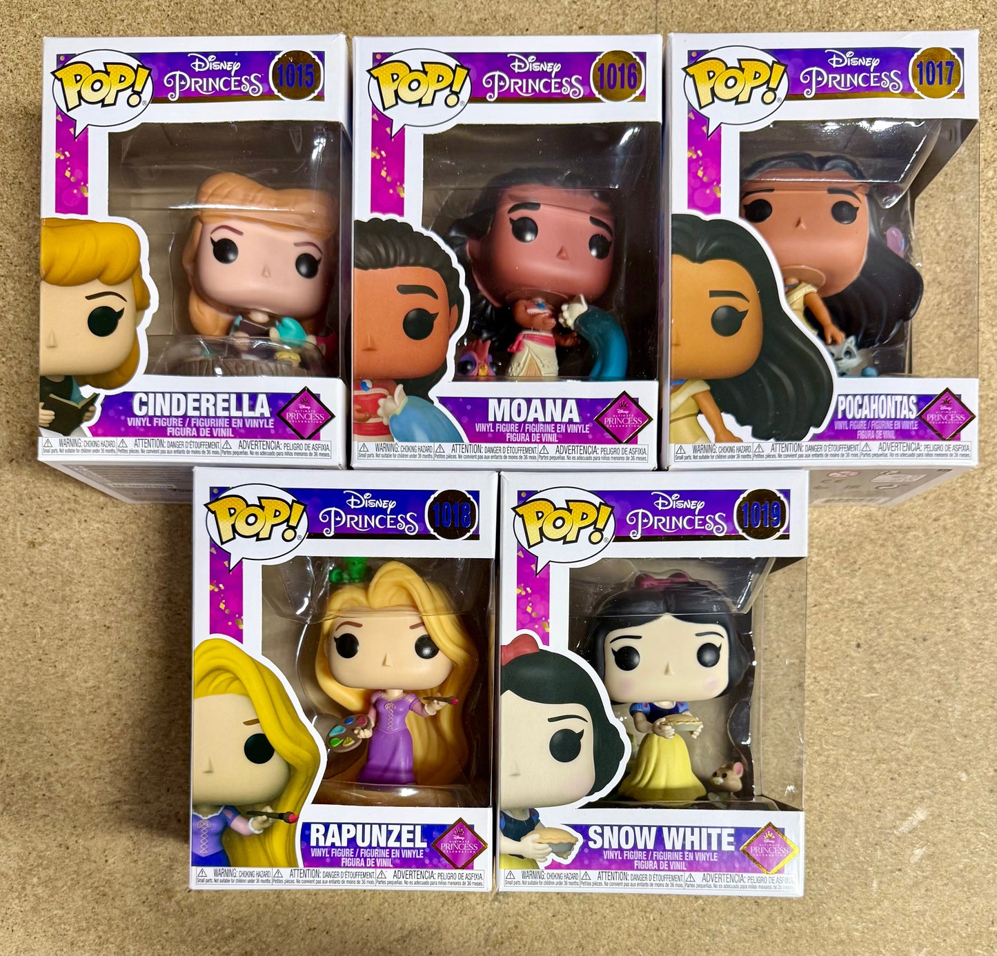 Funko Pop! Disney Ultimate Princess Moana, Snow White, Rapunzel, Cinderella & Pocahontas Complete Set Of 5