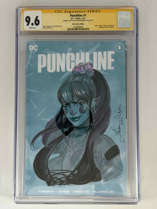[Signed & Sketch by Lauren Wright] Punchline #1 CGC 9.6 Yellow Label Exclusive Sketch Var