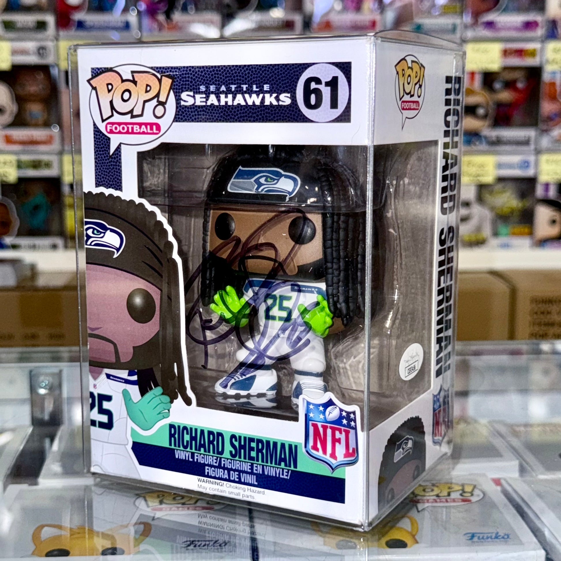 Richard Sherman Signed NFL Seattle Seahawks Vaulted Funko Pop! #61 With JSA COA