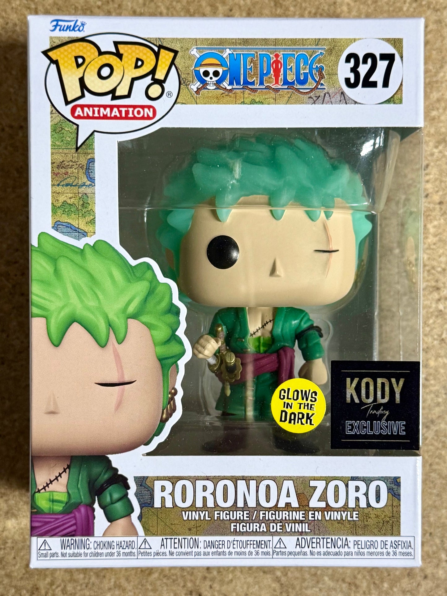 Funko Pop! Animation Glow Roronoa Zoro #327 One Piece 2023 Kody Vaulted Exclusive