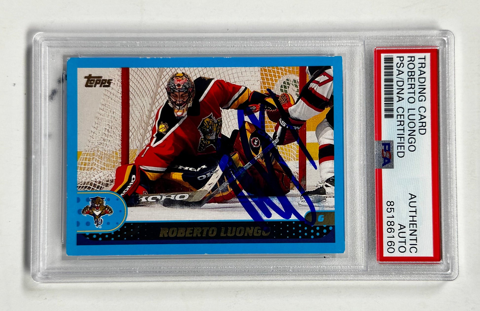 Roberto Luongo Signed 2001 NHL Florida Panthers Topps Card With PSA/DNA Slab COA