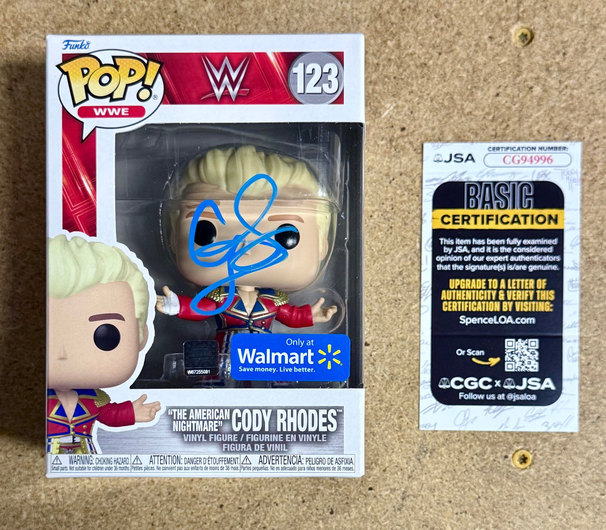Cody Rhodes “The American Nightmare” WWE Signed Exclusive Funko Pop! #123 With JSA COA