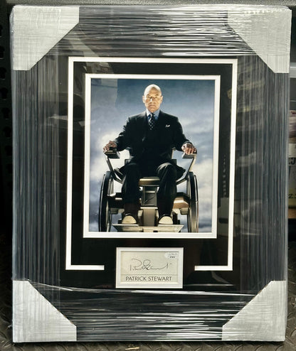 Patrick Stewart Signed & Framed Cut With 8X10 X-Men Professor X Photo JSA COA