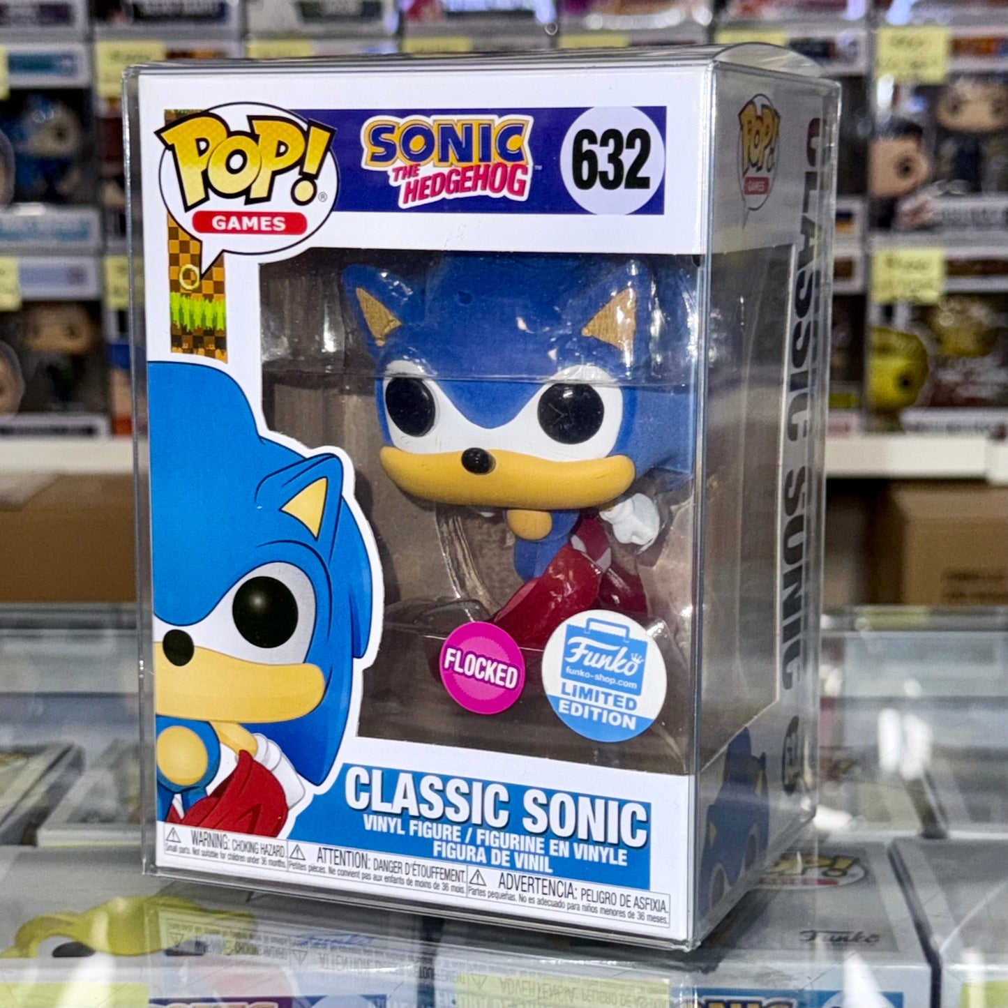 Funko Pop! Games Flocked Classic Sonic The Hedgehog #632 FS 2020 Exclusive