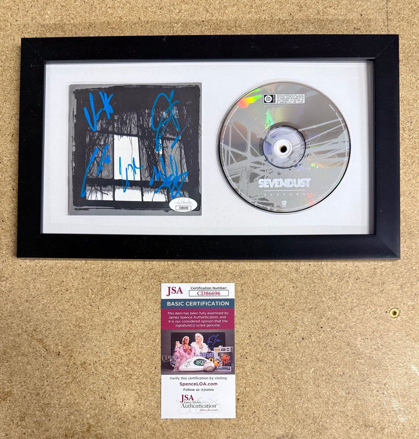 Sevendust (7D) Complete Band Signed “Seasons” Framed CD With JSA COA
