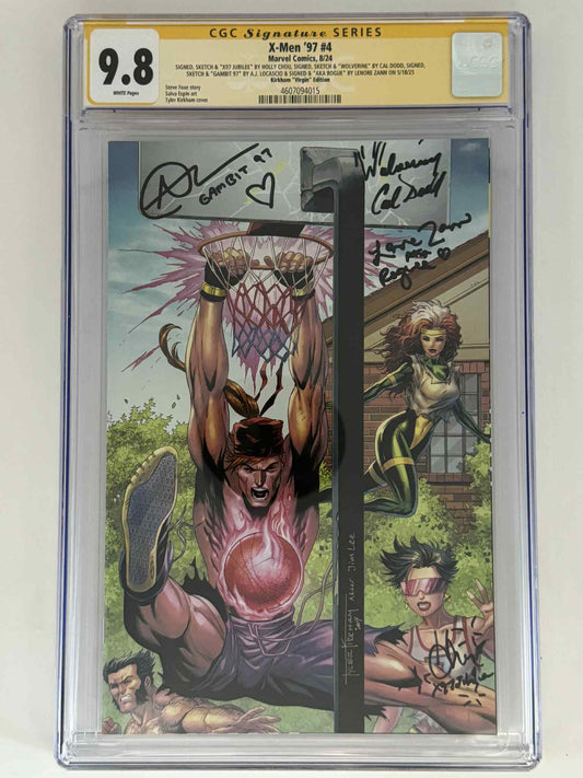 [Signed by Holly Chou | Cal Dodd | AJ LoCascio | Lenore Zann] X-Men '97 #4 CGC 9.8 Yellow Label Tyler Kirkham Exclusive Virgin Var