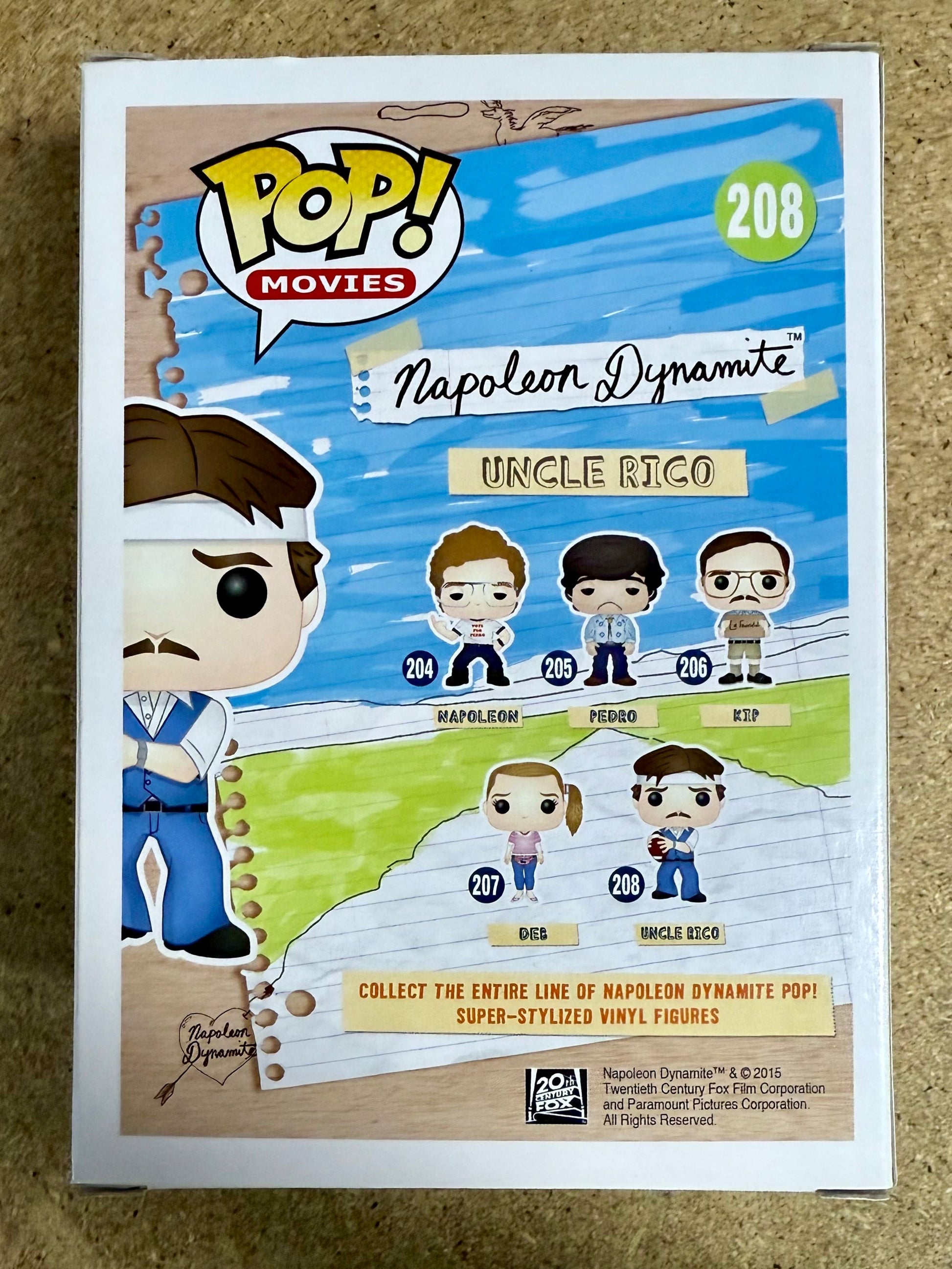 Jon Gries Signed Uncle Rico Napoleon Dynamite Vaulted 2015 Funko Pop! #208 With JSA COA