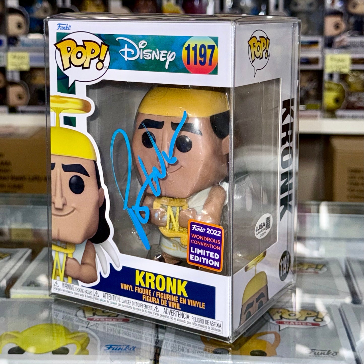 Patrick Warburton Signed Disney Kronk as Angel From The Emperors New Groove Vaulted Funko Pop! #1197 WonderCon 2022 Exclusive With JSA COA